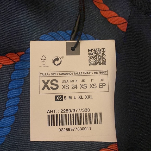 NWT ZARA XS Button Front Nautical Dress - Picture 13 of 15